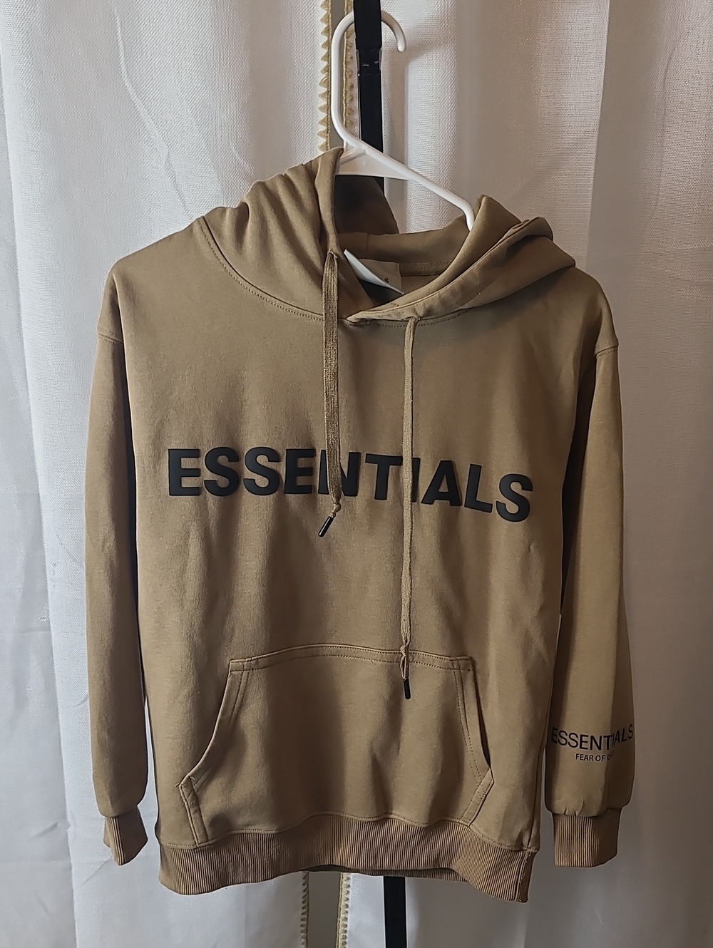 Fear of God Essentials Hoodie White Logo Pullover Mens Small Oversized Raglan - Picture 1 of 5